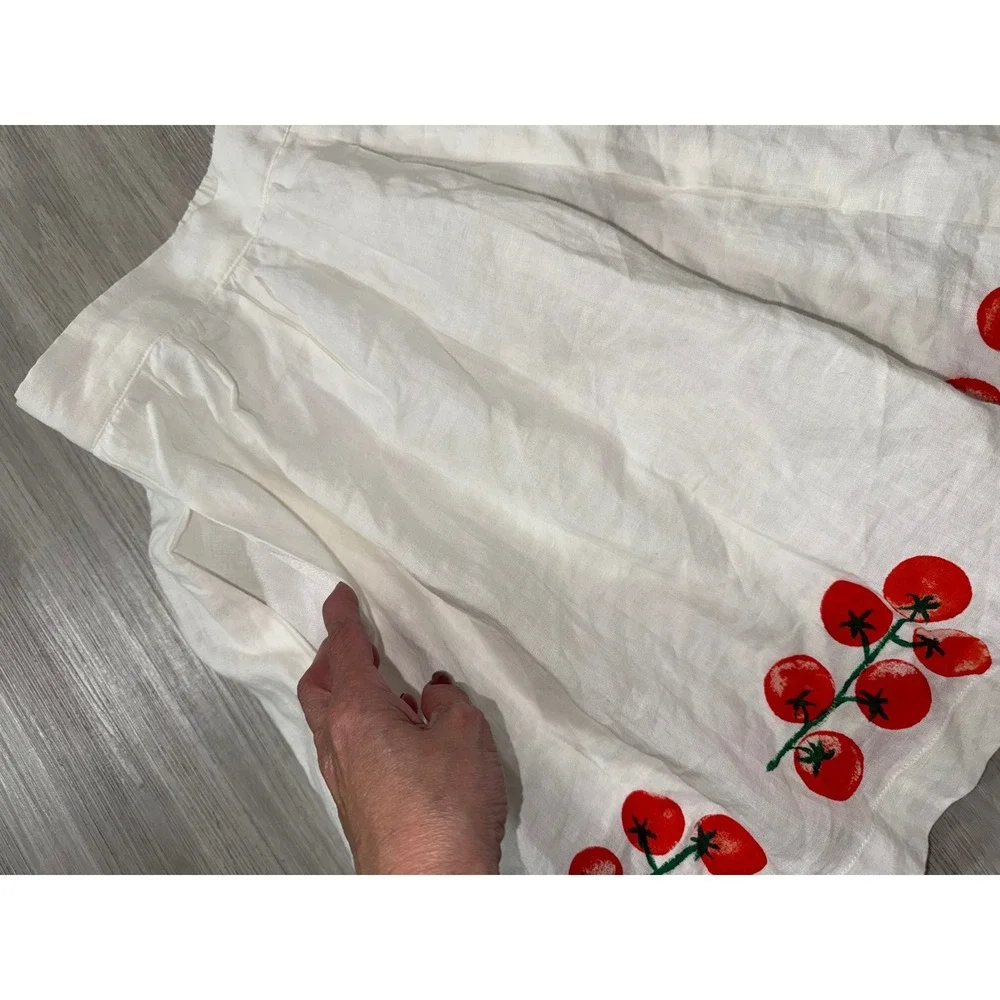Line + Dot Womens White Linen Tomato Print Mini Skirt LS5191Y Large